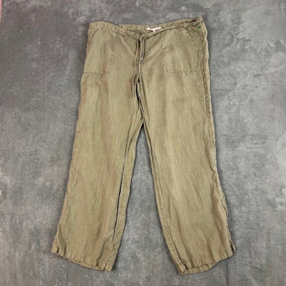 Victorias Secret Wide Leg Pants Womens 14 Short 100% Flax Boho Lightweight